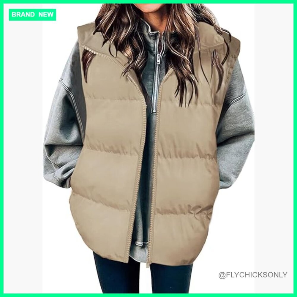 Polyester Puffer Vest Sleeveless Quilted Jacket with Pockets